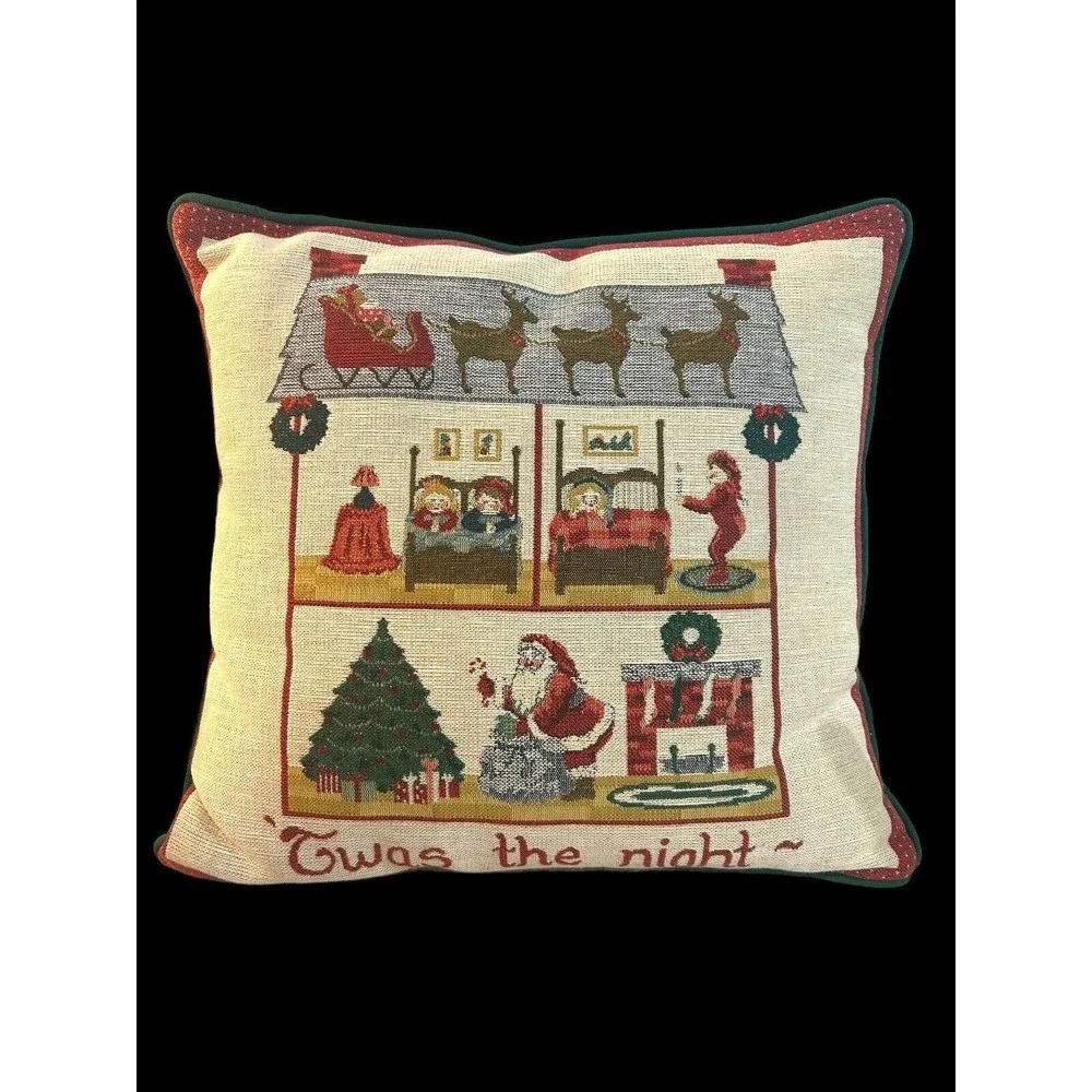 Riverdale ‘Twas The Night Santa Christmas Tapestry Throw Pillow Made In USA “14